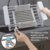 2839c33a5a87bb5b158f02d4d988b34e.webp Expandable Over-Sink Dish Drying Rack | Stainless Steel Basket & Drainer Tray | Adjustable Arms
