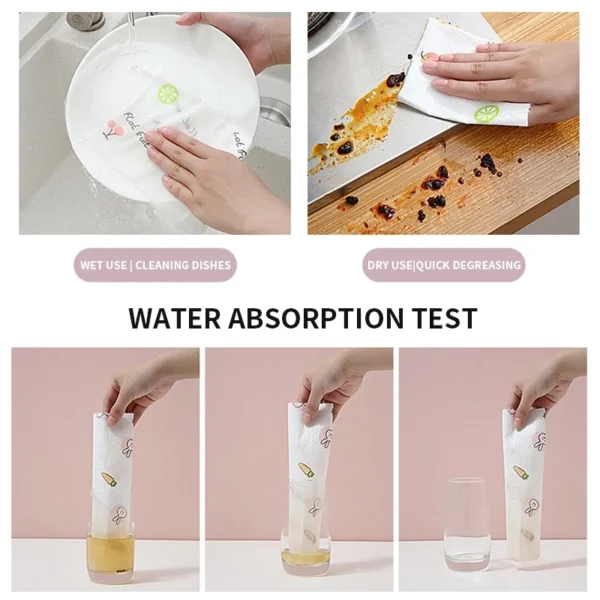 Kitchen Tissue Roll | Disposable & Washable Cleaning Cloth | Multi-Purpose Dish Towel Lazy Wipes