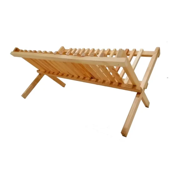 BEAU Wooden Dish Rack | One-Layer Kitchen Dish Drainer | Rustic Kitchen Organizer