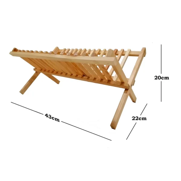 BEAU Wooden Dish Rack | One-Layer Kitchen Dish Drainer | Rustic Kitchen Organizer