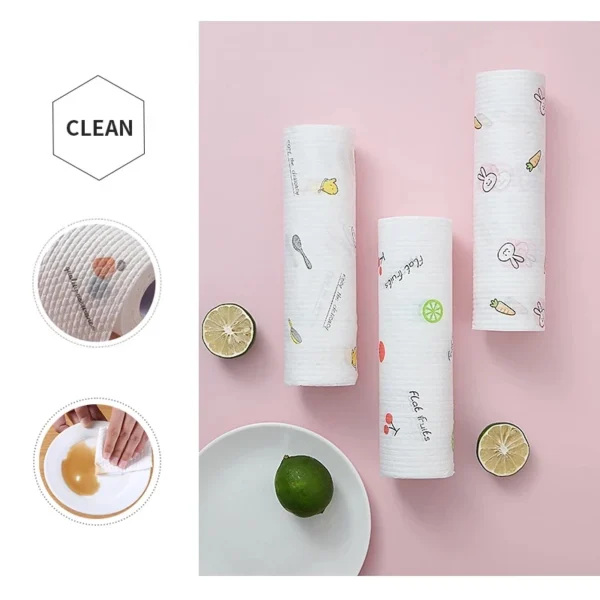 Kitchen Tissue Roll | Disposable & Washable Cleaning Cloth | Multi-Purpose Dish Towel Lazy Wipes