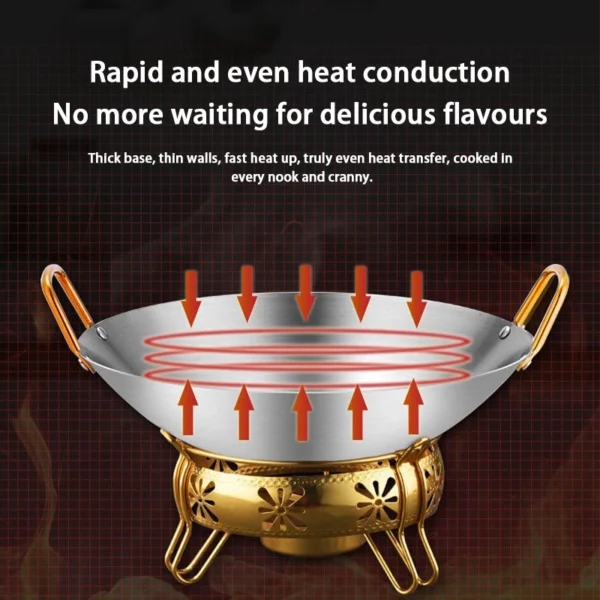 40cm Stainless Steel Wok with Golden Handle | Anti-Rust Plain Wok | Gas Stove Cooking Pan