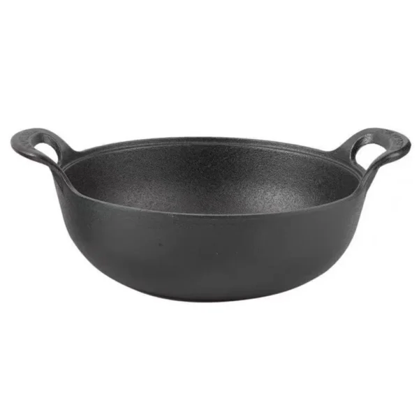 Cast Iron Wok with Glass Lid | Deep Grilling Wok | Dual Handle Heavy Duty Cookware