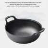 Cast Iron Wok with Glass Lid | Deep Grilling Wok | Dual Handle Heavy Duty Cookware