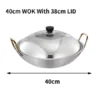 40cm Stainless Steel Wok with Golden Handle | Anti-Rust Plain Wok | Gas Stove Cooking Pan