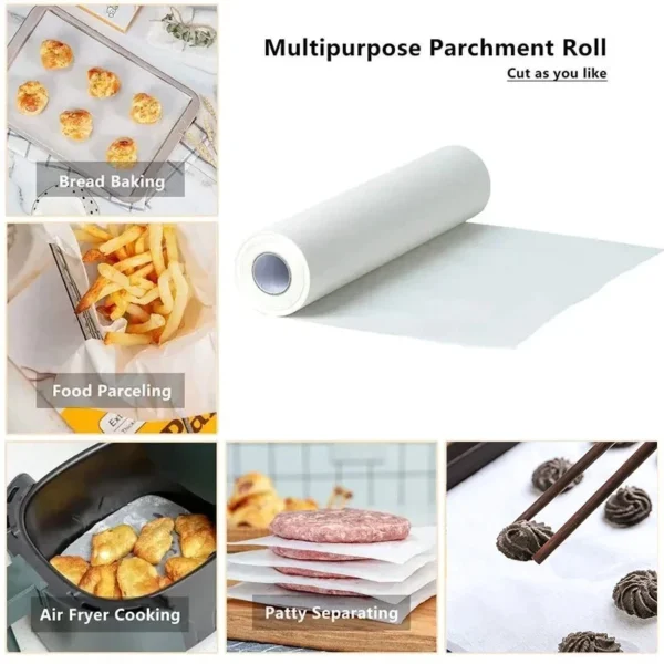 my-11134207-820ld-mefdw0cplwche9.webp Non-Stick Baking Paper Roll with Cutter 50M | Oil-Proof Parchment Paper | Microwave & Oven Baking Liner