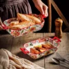 Aurahouse Butterfly Flower Ceramic Baking Tray | Double-Handled, Microwave & Oven Safe, High-Temperature Resistant