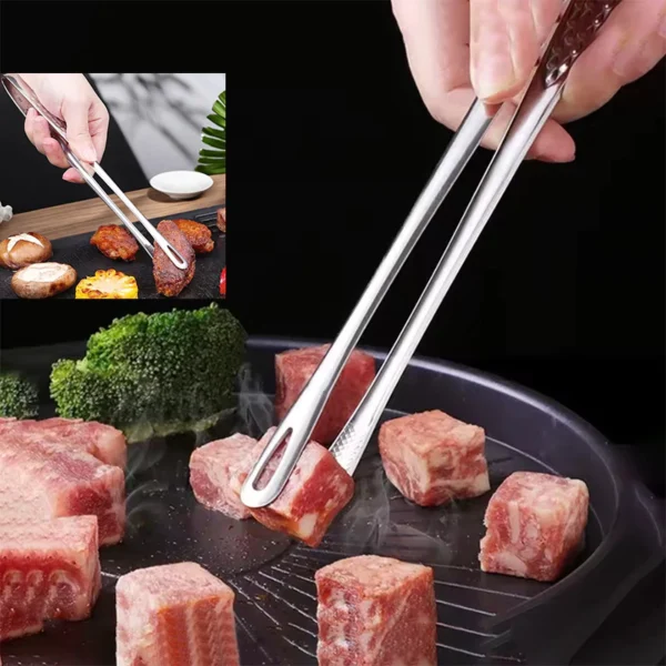 sg-11134201-7renc-m8lr047tqsa1fe.webp Stainless Steel Barbecue Tongs 28cm | Long Handle Non-Slip Kitchen Tongs for Grilling & Food Handling