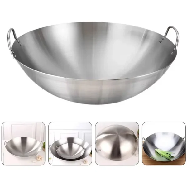 sg-11134201-7reo2-m8swi3pjpsbrb2.webp Silver Enamel Wok | Stainless Steel Kuali | Ridged Iron Cooking Wok Durable Kitchen Pan