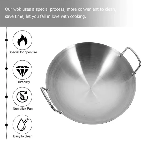 sg-11134201-7reqj-m8swi37sft0107.webp Silver Enamel Wok | Stainless Steel Kuali | Ridged Iron Cooking Wok Durable Kitchen Pan