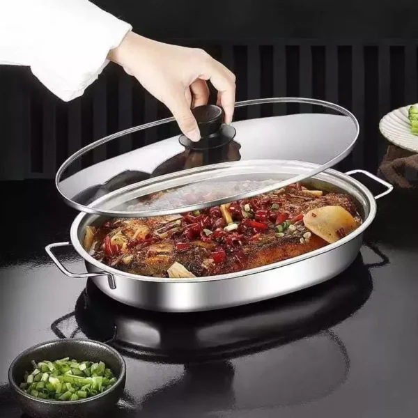 304 Stainless Steel Cooking Pan with Glass Lid | Durable Panci Stainless Steel