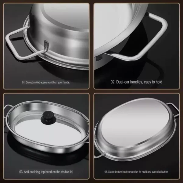 304 Stainless Steel Cooking Pan with Glass Lid | Durable Panci Stainless Steel