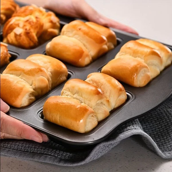 8-Mold Non-Stick Baking Tray | Mini Loaf Pan | Toast, Muffin & Cupcake Mold | Oven Baking Tool