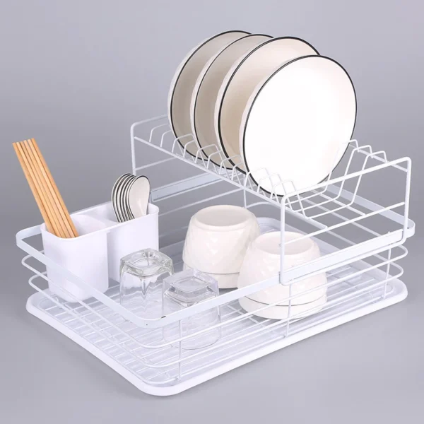 sg-11134202-7rd3m-lvtzeyd4n8cmbc.webp Japanese Style Double-Layer Dish Rack | Kitchen Utensil & Cutlery Organizer | Plate & Bowl Storage Drainer