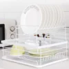 Japanese Style Double-Layer Dish Rack | Kitchen Utensil & Cutlery Organizer | Plate & Bowl Storage Drainer