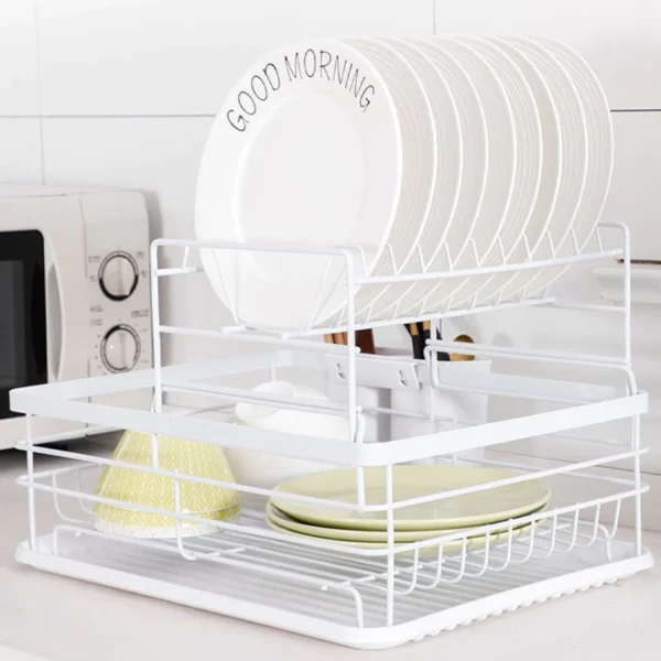 sg-11134202-7rd4x-lvtzeyjidw2ibc.webp Japanese Style Double-Layer Dish Rack | Kitchen Utensil & Cutlery Organizer | Plate & Bowl Storage Drainer
