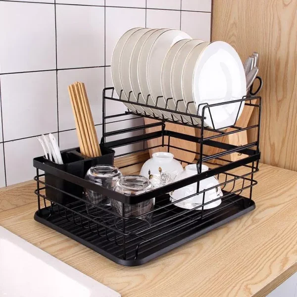 1/2-Tier Dish Rack with Tray | Multipurpose Dish Drainer | Kitchen Storage Organizer