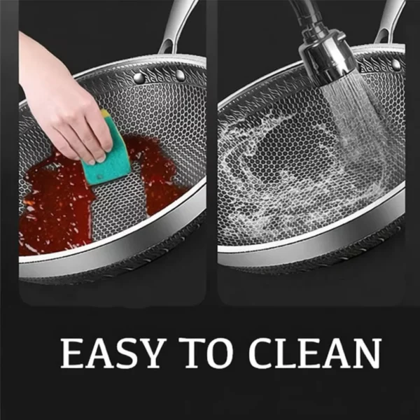 316 Stainless Steel Honeycomb Wok | Non-Stick Double Full Screen Pan | Scratch-Resistant No Coating Wok